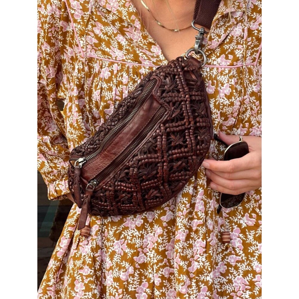 Latico Annie Belt Bag Leather Teal Woven Bag also wear as Sling Bag, Crossbody - Picture 12 of 13